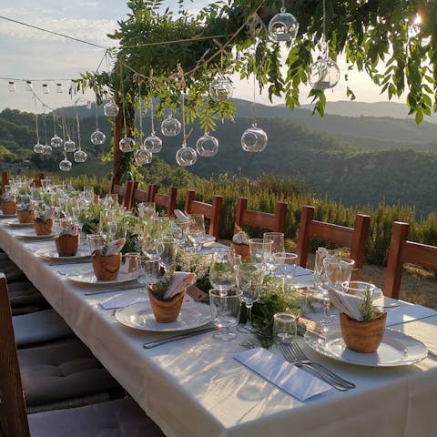 Dine alfresco with a view of the mountains of Umbria