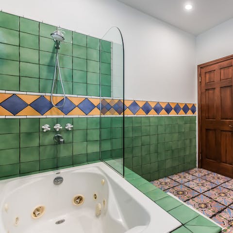Sit back and relax in the Jacuzzi bathtub