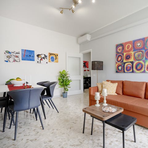 Relax and socialise in the open-plan living space