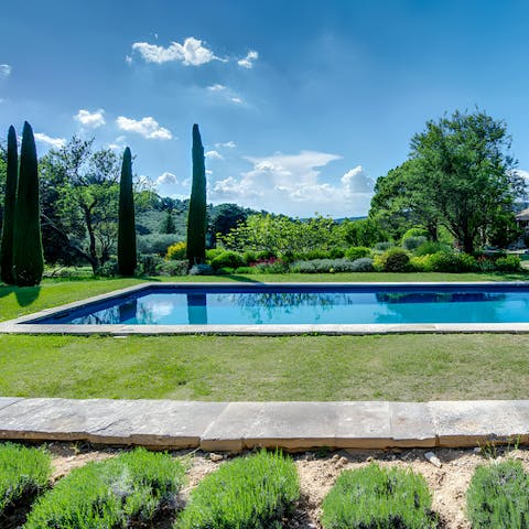 Swim in the peaceful pool while the little ones claim the treehouse