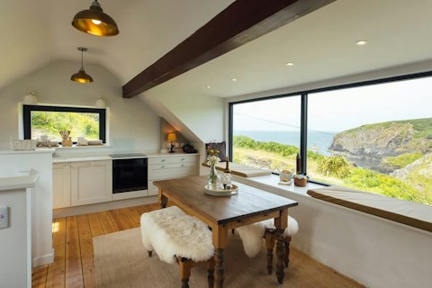 Cook and eat with the Welsh coast framed in the window