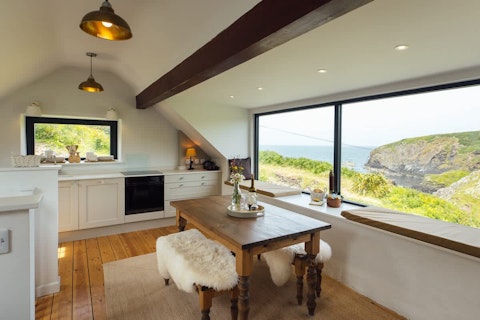 Cook and eat with the Welsh coast framed in the window