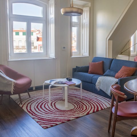 Enjoy a pleasing view out over the rooftops of Lisbon from your living room window