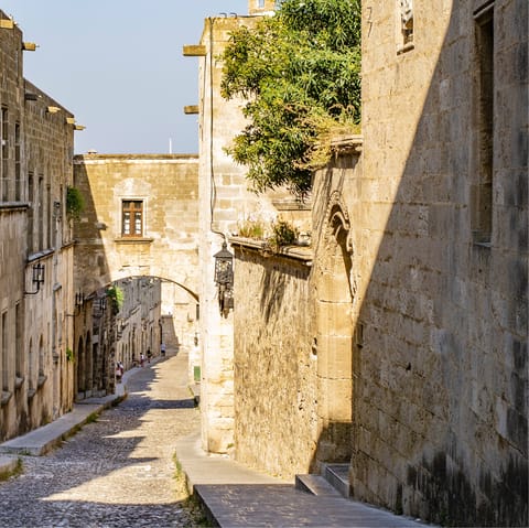 Amble down the historic Street of the Knights of Rhodes