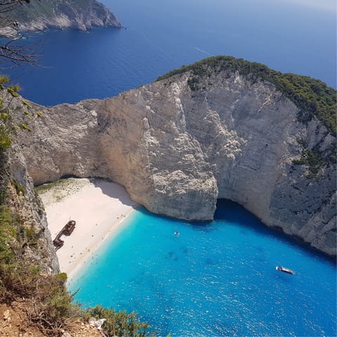 Admire the deep blue Ionian Sea from beautiful Bochali, just a seven-minute drive away