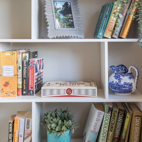 Plan a game night or peruse the bookshelves for some reading material