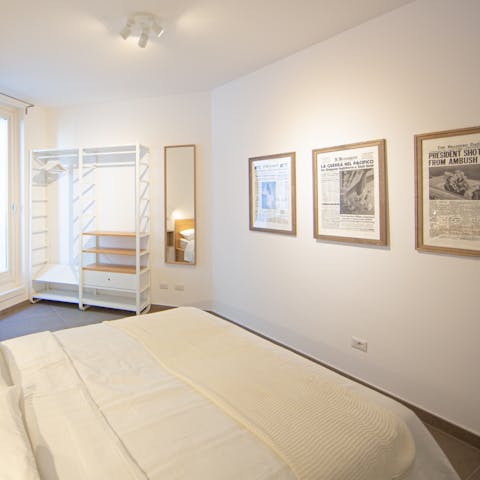 Get a sound sleep in the neutral-toned bedroom