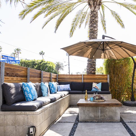 Break open something bubbly on the sun-dappled patio