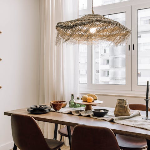 Start the day with breakfast at the sunny dining table