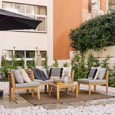 Head out to the shared terrace for a tipple outdoors