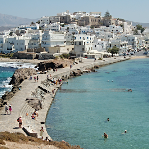 Wander the streets of Naxos Old Town, a short drive away