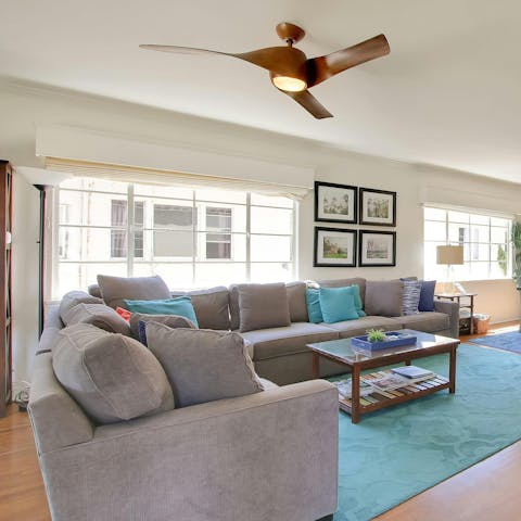 Unwind in the light-filled open-plan living area
