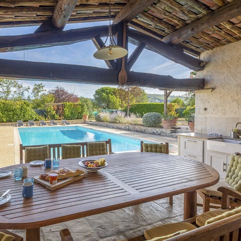 Get creative and prepare a French inspired feast in the outdoor kitchen