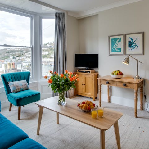 Enjoy a movie night in the comfortable living room