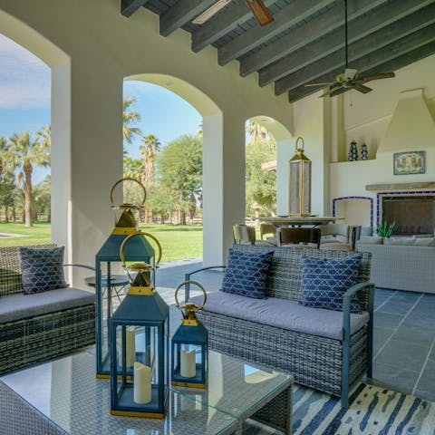 Take a breather on the covered terrace and light up the fire pit come evening time