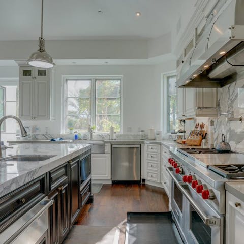 Hire a private chef through the host to cook up a storm in the sleek kitchen