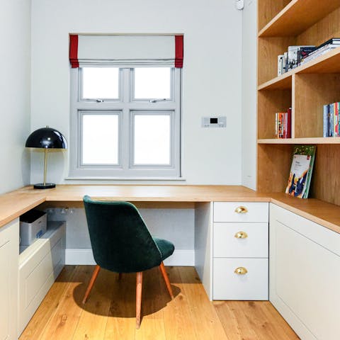 Hunker down in the bedroom's study when you need to work from home