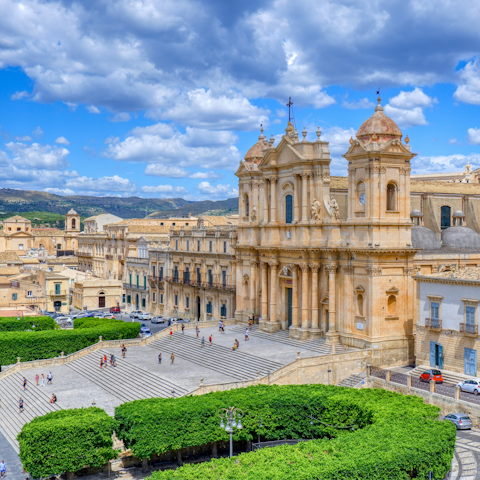 Visit the impressive cathedral in nearby Noto