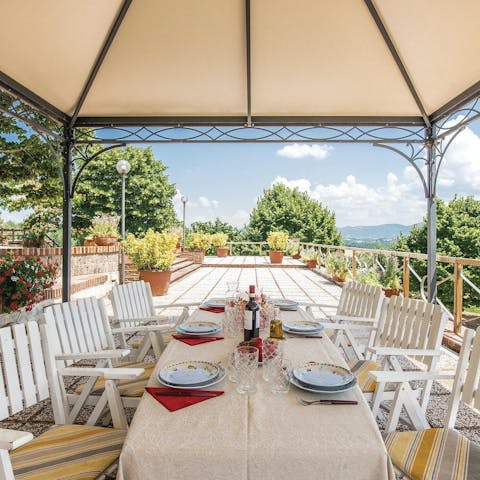 Feast alfresco on local truffle dishes and admire the views