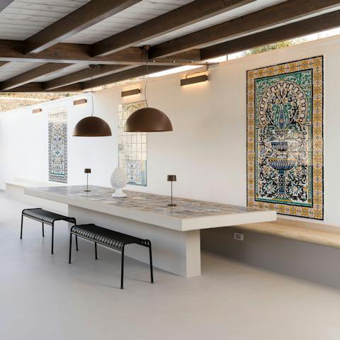 Share memorable meals in your picturesque outdoor dining room