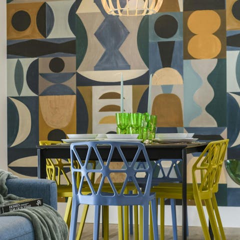 Begin your day with coffee and pastries in the bright kitchen