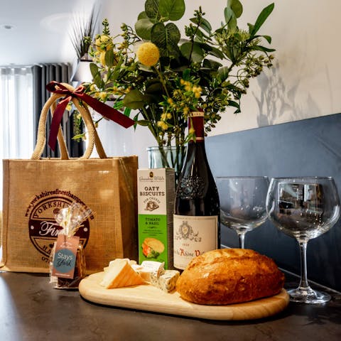 Settle in with treats from the welcome basket, it would be rude not to