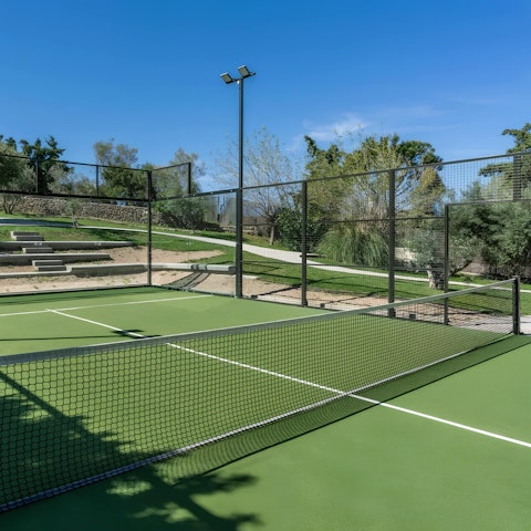 Play together on the private tennis and padel courts
