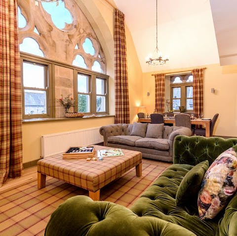 Enjoy the mix of modern decor and gothic architecture