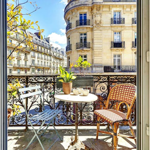 Start your day with coffee and croissants on the balcony