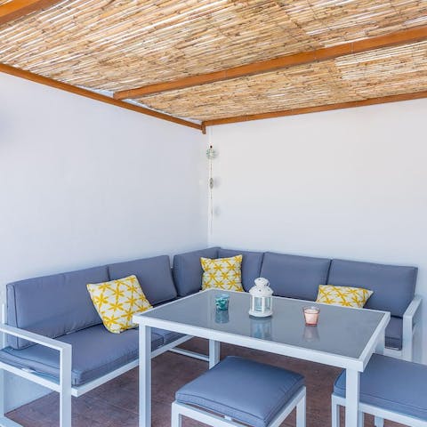 Settle into the outdoor lounge with a pitcher of zesty sangria