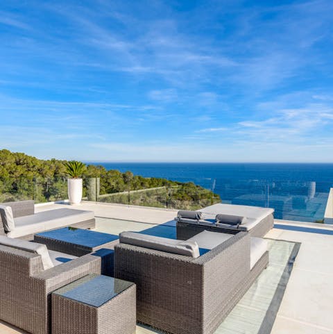 Savour the spectacular views out to sea from the rooftop terrace