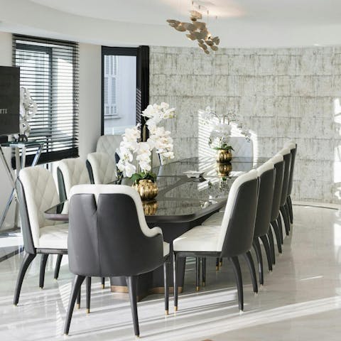 Host an elegant dinner at home, complete with a chef-curated menu on request