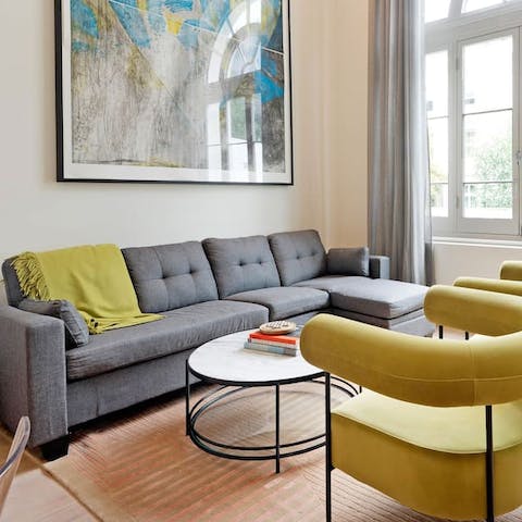 Sprawl out on the Scandi sofa after a long day's sightseeing