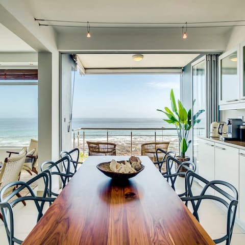 Enjoy breakfast with freshly-brewed coffee and this ocean view