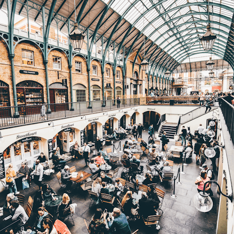 Explore the shops and eateries around Covent Garden – it's only a few minutes away