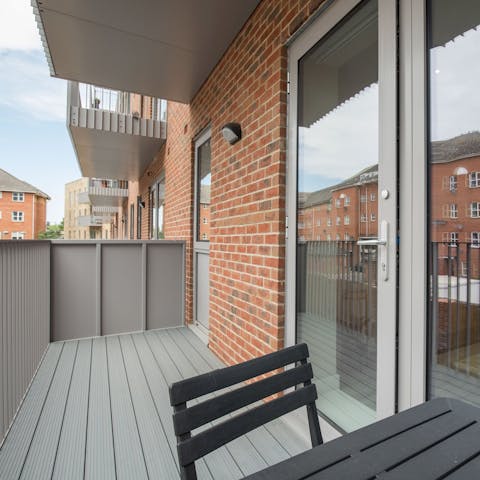 Sip your morning coffee on the large private balcony