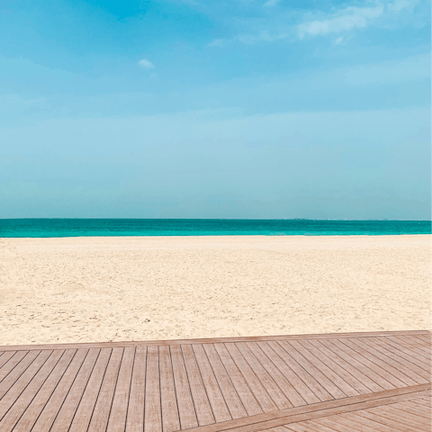 Take the short seven-minute stroll to the white sands and crystalline waters of JBR beach