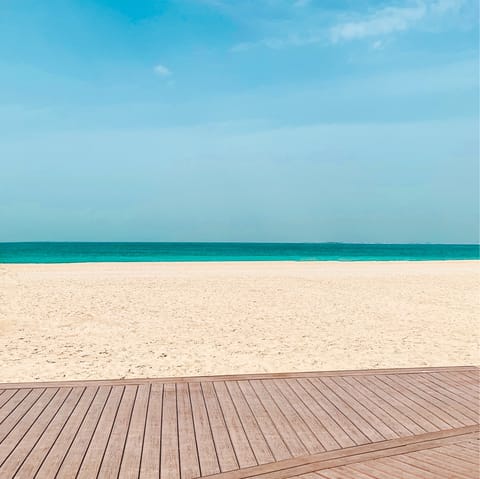 Take the short seven-minute stroll to the white sands and crystalline waters of JBR beach