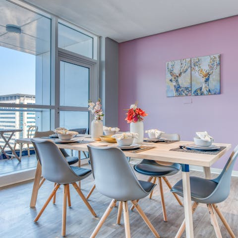 Gather round the dining tables for relaxed dinners at home