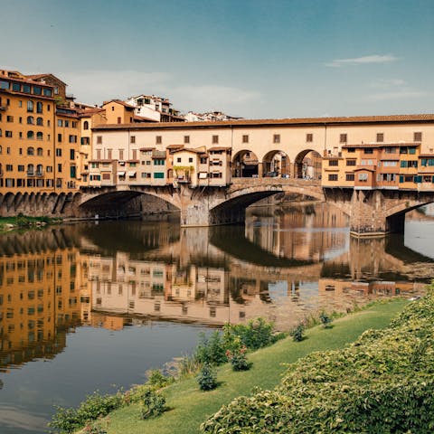 Explore Florence, including the iconic Ponte Vecchio, 30 metres away