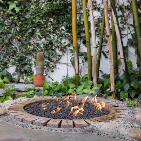 Relax by the firepit with a cup of hot chocolate