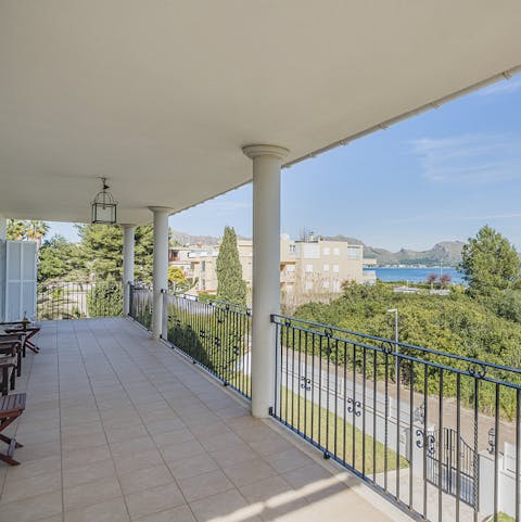 Head to the first floor balcony and watch as day turns to night over a glass of sangria