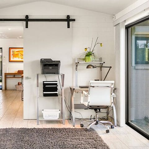 Send a few work emails from the home's desk