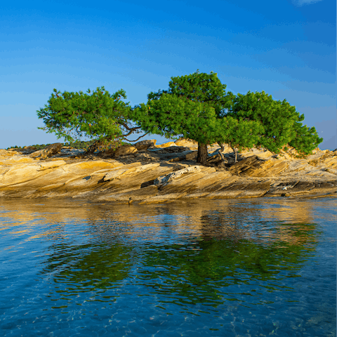 Explore Halkidiki, dipping your toes into the turquoise coastal waters