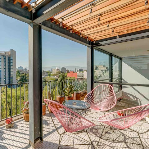 Take your morning coffee or tea onto the rooftop terrace