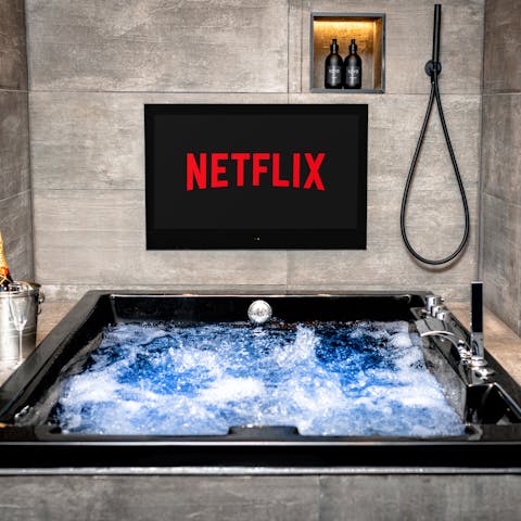 Rejuvenate in the private hot tub after a busy day of sightseeing