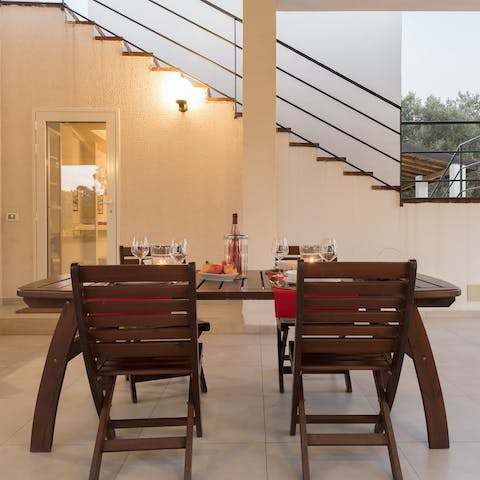 Dine alfresco in the outdoor seating and dining area and enjoy the fresh air