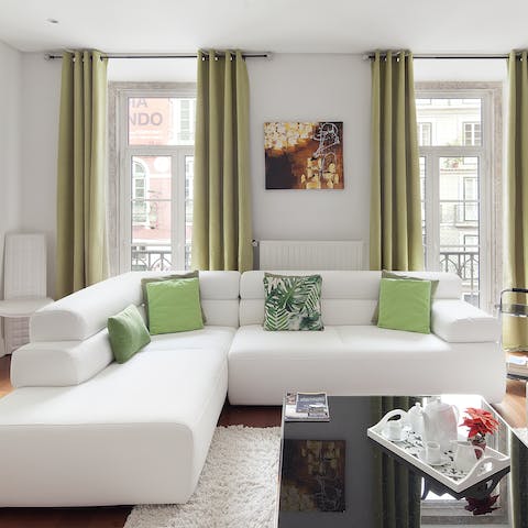 Open the balcony doors and feel a wonderful sense of ease in the living room