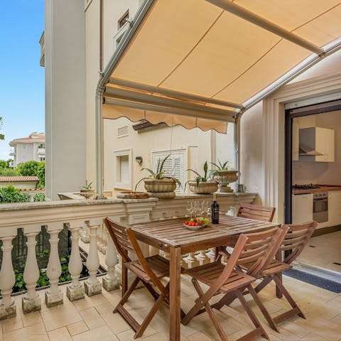 Dine alfresco on the private balcony