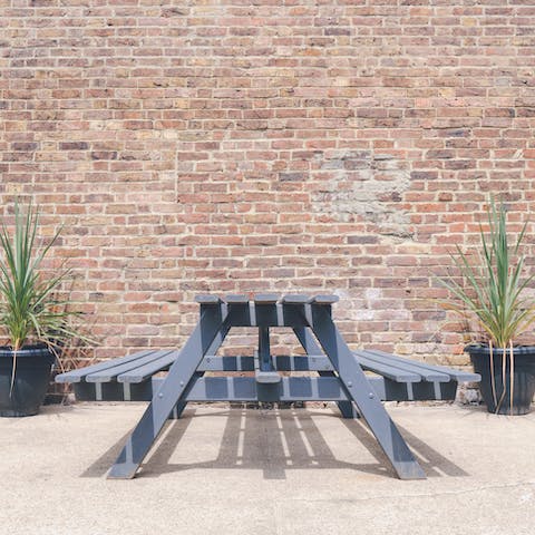 Catch some sunshine out in the home's private outdoor space